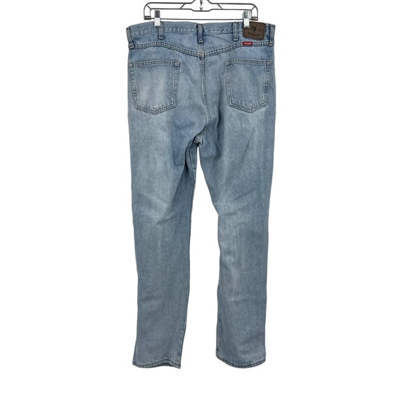 Vintage Wrangler Distressed Bleach Light Wash High Waisted Denim Jeans 38x34 Men - Picture 2 of 10